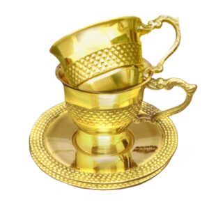 Home goldenbrew elegance brass gold tea cup and saucer