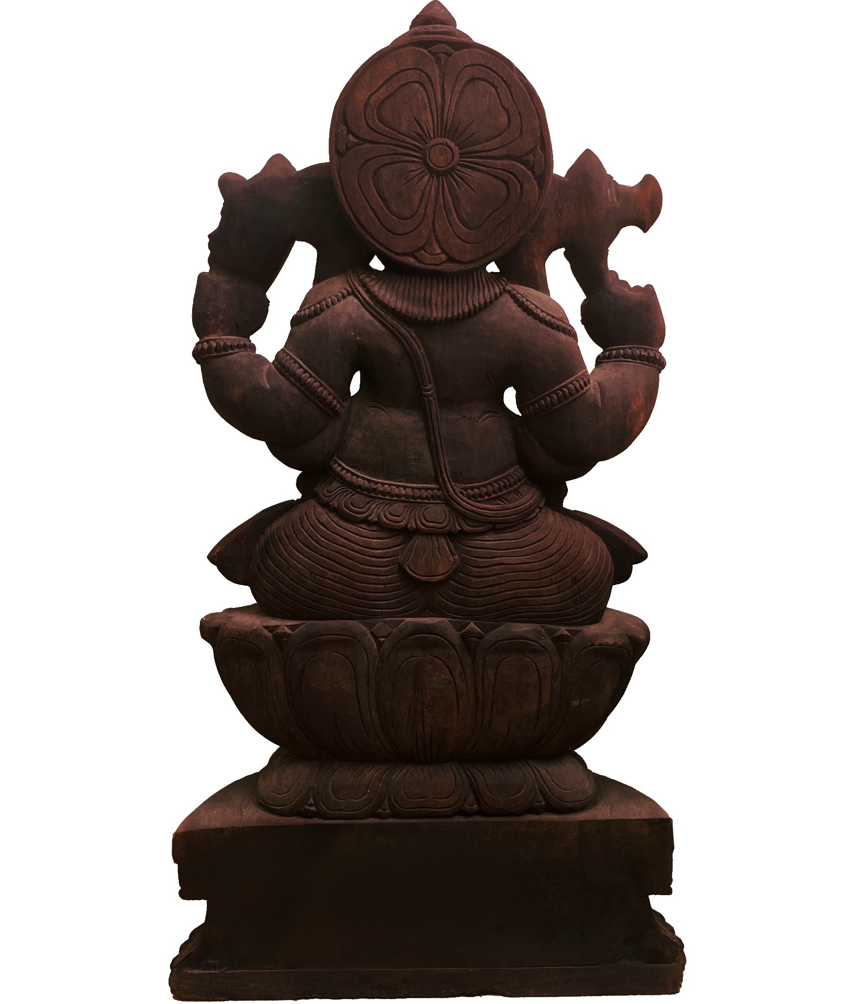 3 feet Hand carved wooden ganapati Statue - Image 2