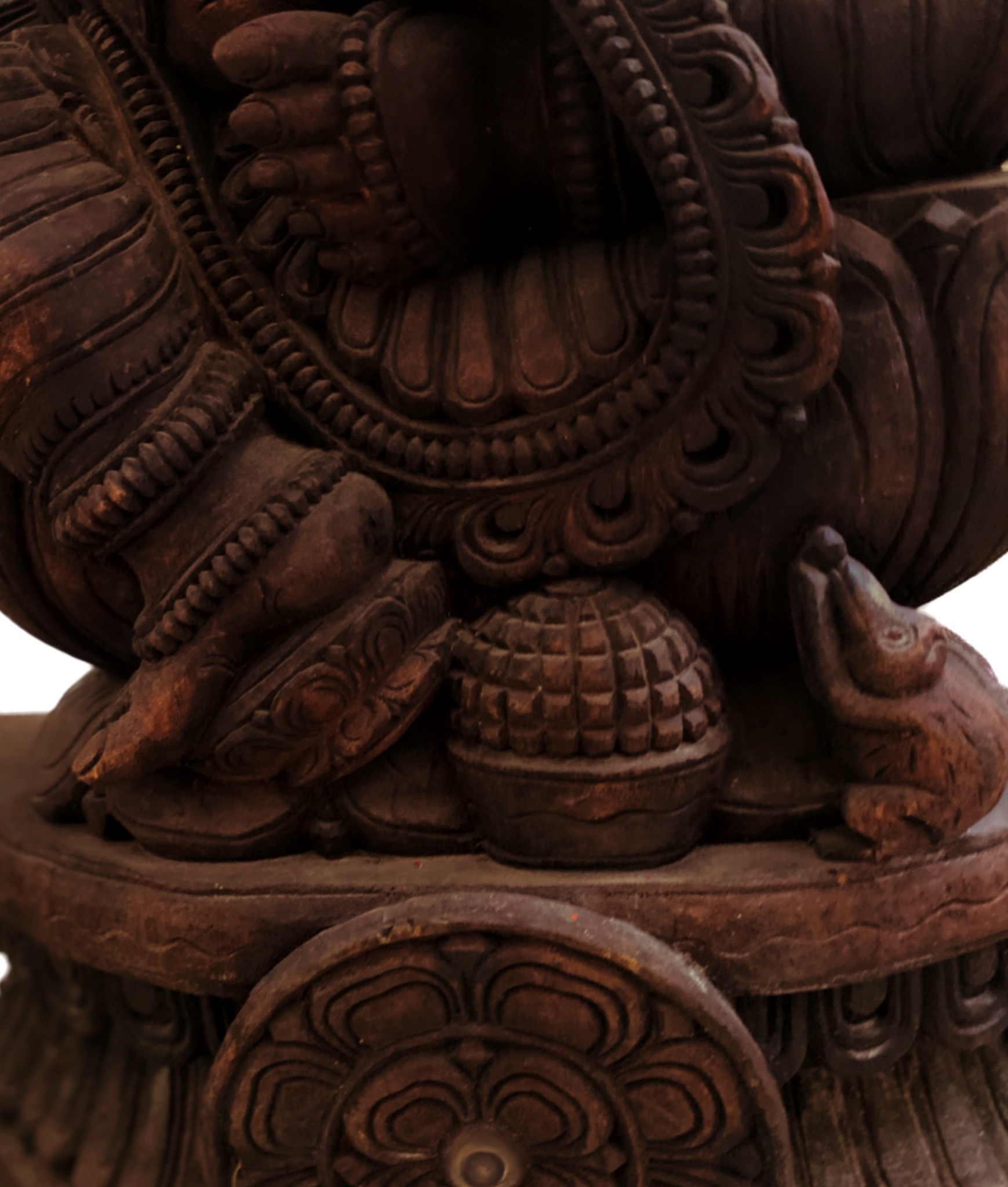 3 feet Hand carved wooden ganapati Statue - Image 4