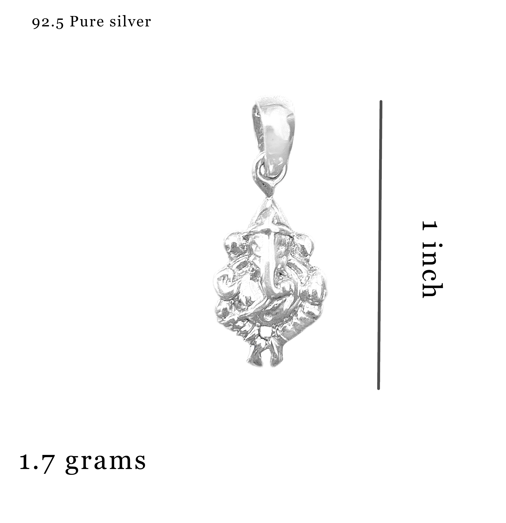 sterling silver lord ganesha pendant charm, 1.7g sterling silver lord ganesha pendant charm, 1.7g