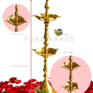 Home brass kerala diya 2 tier