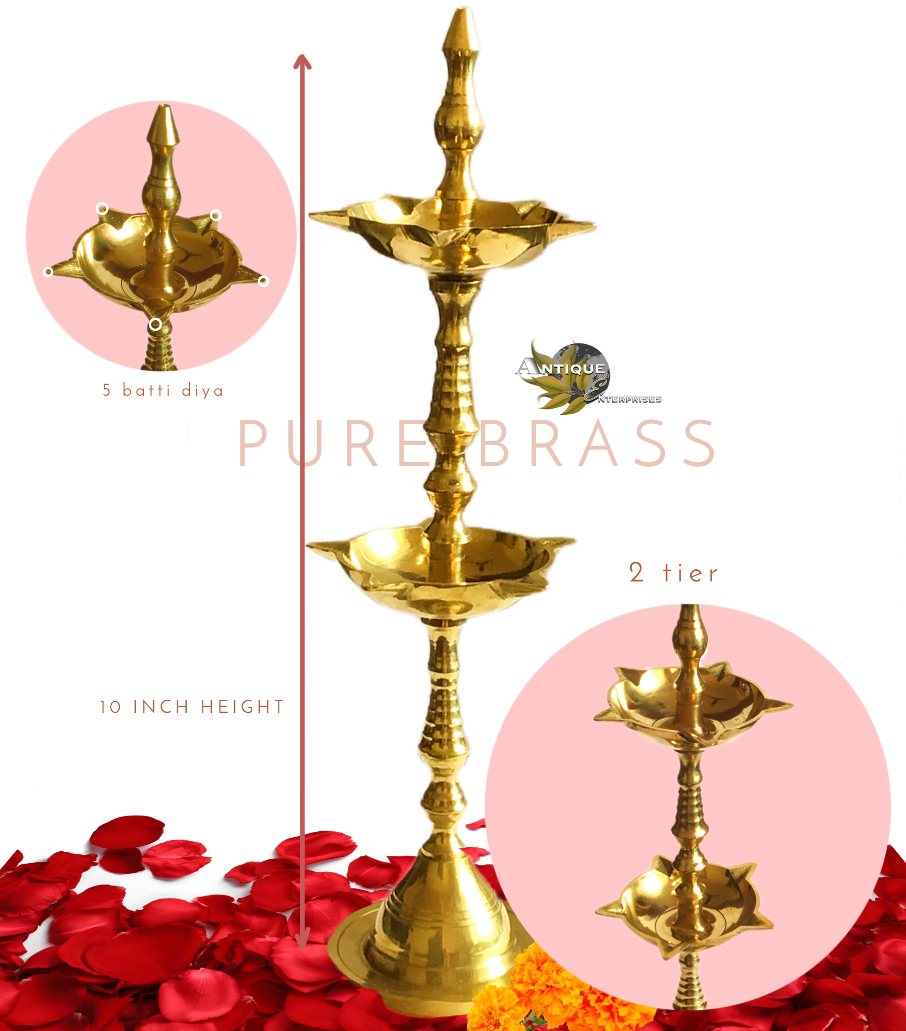 brass kerala diya 2 tier brass kerala diya 2 tier