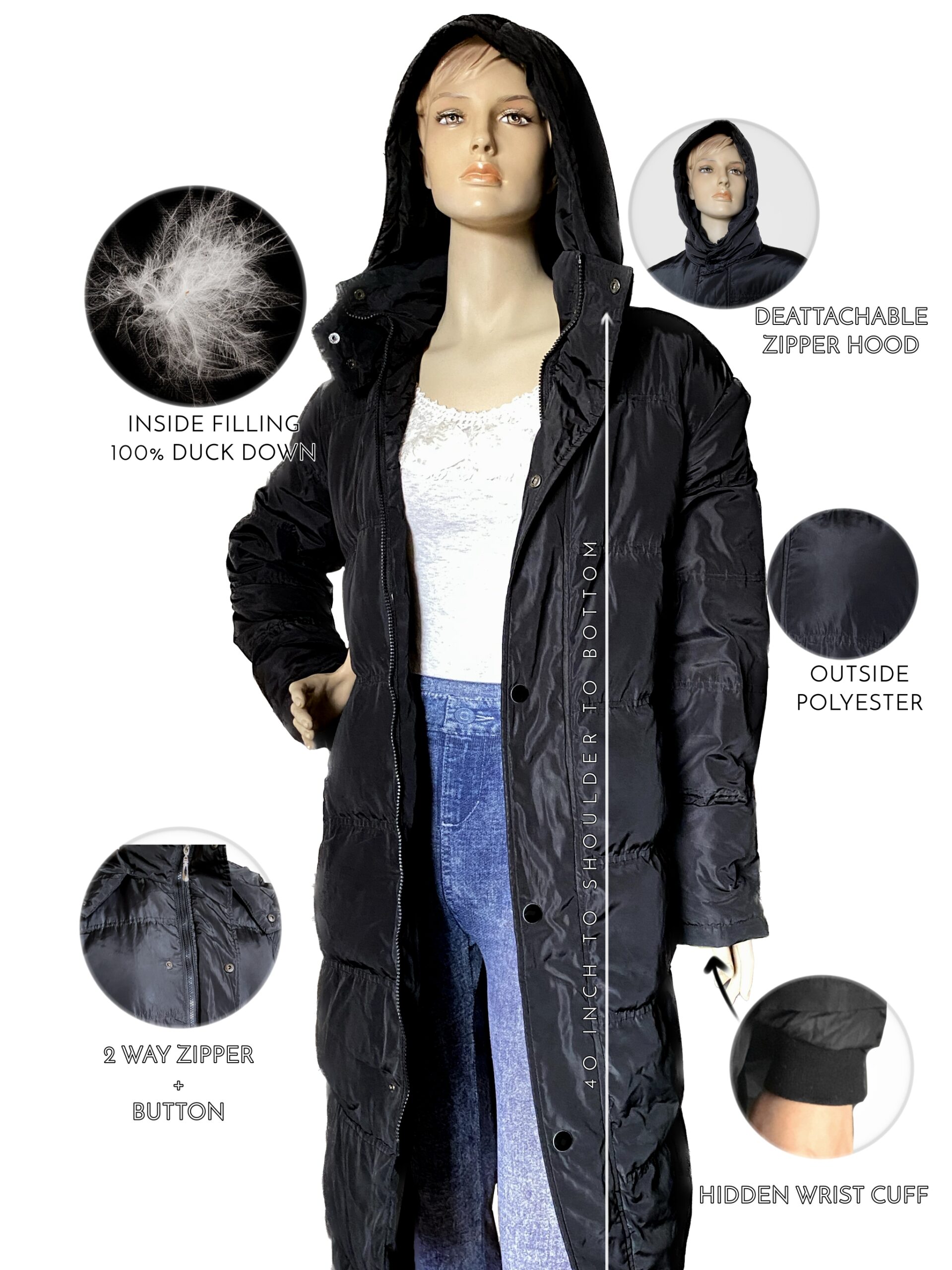 long duck down black parka jacket long duck down black parka jacket