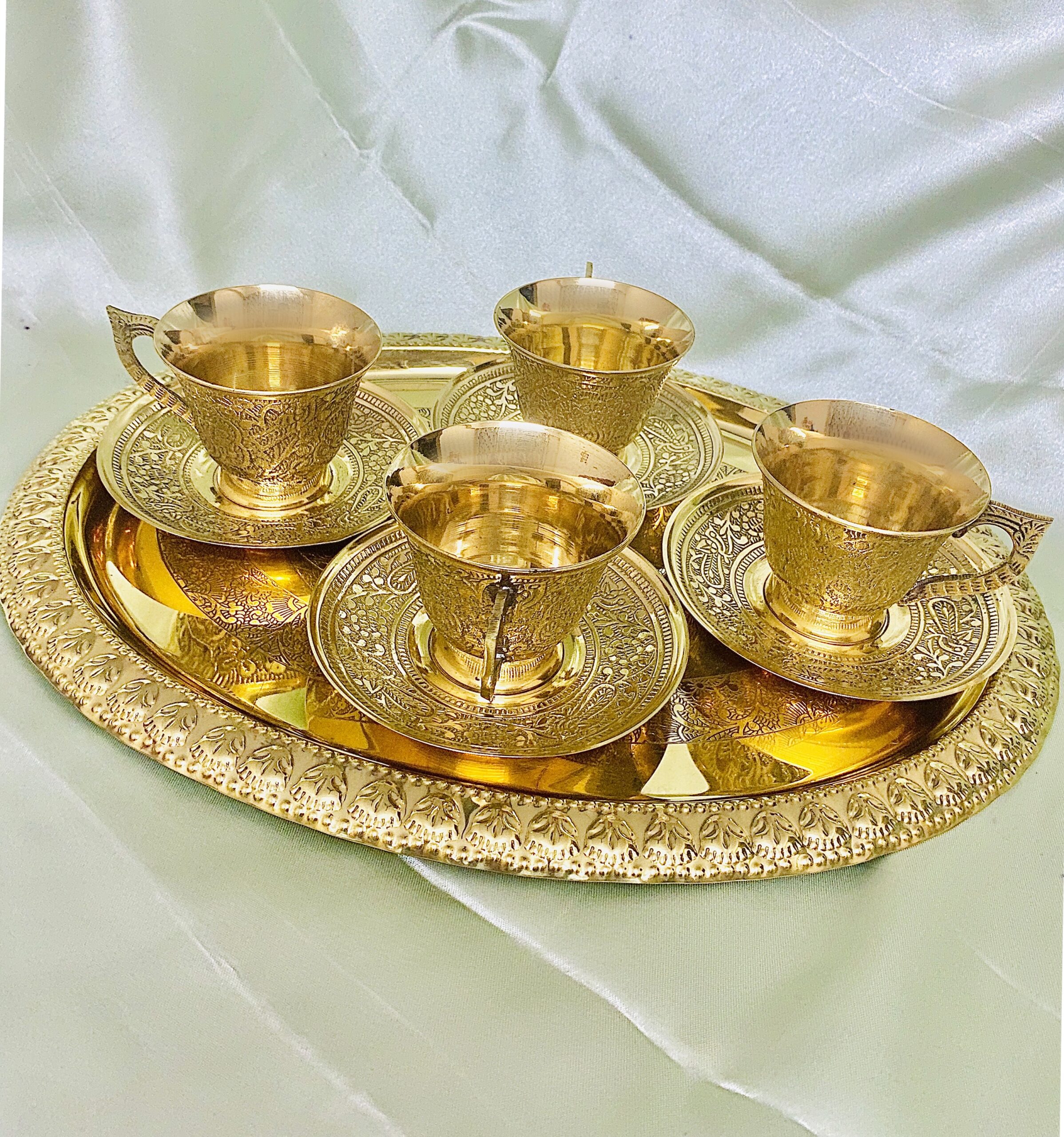 brass akbar royal 4 tea cup set