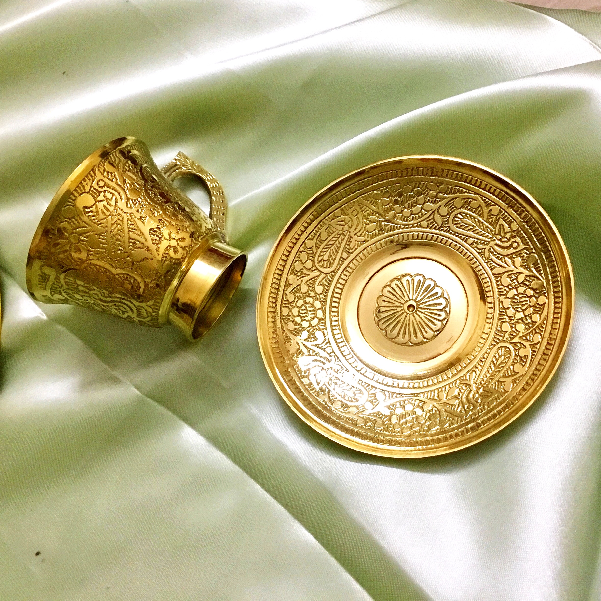 brass akbar royal 6 tea cup set