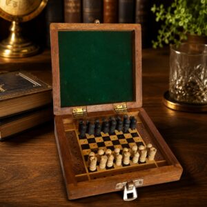 wooden pocket chess 5x5 inch